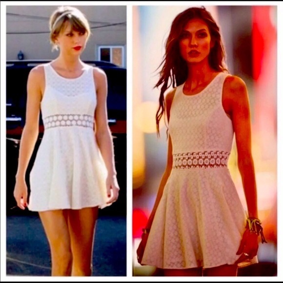 Free People Taylor Swift Daisy Lace Cutout Lattice Skater Dress Size 0 - Picture 3 of 8